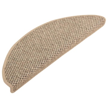 Covorașe scări autoadezive, 15 buc. bej închis, 65x21x4cm sisal - Img 2