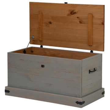 Cufă de depozitare HALDEN gri 91x48x47 cm lemn masiv de pin - Img 5