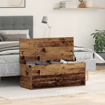 Cufăr de depozitare din lemn vechi, 90x35x35 cm, din lemn stratificat - Img 1