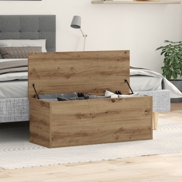 Cufăr de depozitare din stejar handmade 90x35x35 cm din lemn compus - Img 3