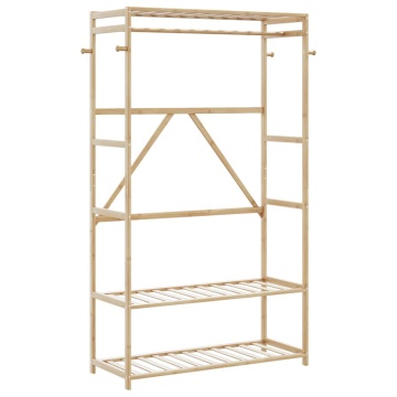 Cuier pentru haine cu rafturi, 110x40x175 cm, bambus - Img 1