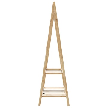 Cuier pentru haine cu rafturi, 96x45,5x150,5 cm, bambus - Img 8