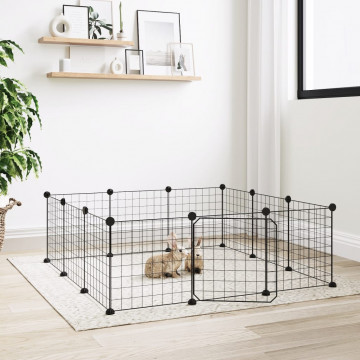Cușcă animale de companie cu ușă 12 panouri negru 35x35 cm oțel - Img 1