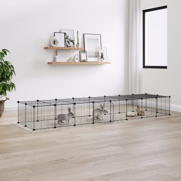 Cușcă animale de companie cu ușă 36 panouri negru 35x35 cm oțel - Img 1