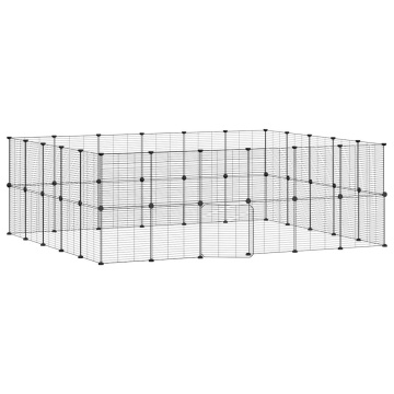 Cușcă animale de companie cu ușă 44 panouri negru 35x35 cm oțel - Img 2