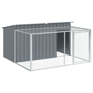 Cușcă câine cu țarc antracit 197x194x110 cm oțel galvanizat - Img 2