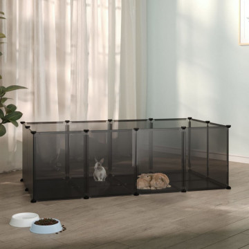 Cușcă pentru animale mici, negru, 144x74x46,5 cm, PP și oțel - Img 1