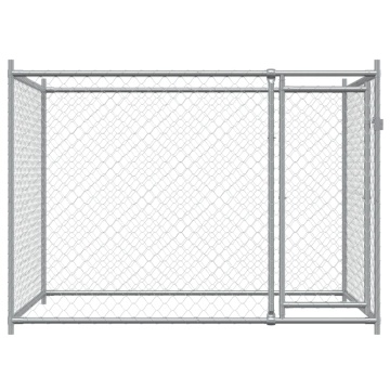 Cușcă pentru câini cu ușă, gri, 2x2x1,5 m, oțel galvanizat - Img 4