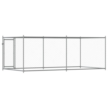 Cușcă pentru câini cu ușă, gri, 4x2x1,5 m, oțel galvanizat - Img 5