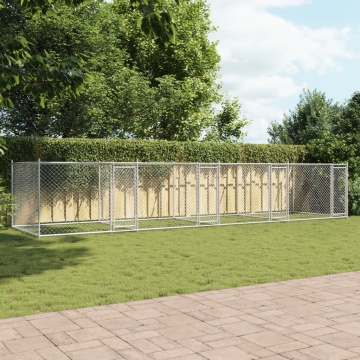 Cușcă pentru câini cu uși, gri, 8x2x1,5 m, oțel galvanizat - Img 3