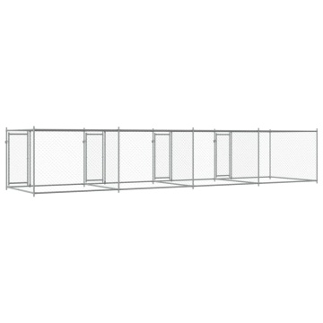 Cușcă pentru câini cu uși, gri, 8x2x1,5 m, oțel galvanizat - Img 5