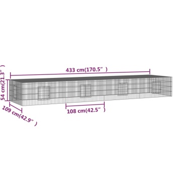 Cușcă pentru iepuri, 4 panouri, 325x109x54 cm, fier galvanizat - Img 6