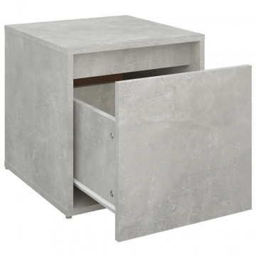 Cutie cu sertar, gri beton, 40,5x40x40 cm, lemn compozit - Img 5
