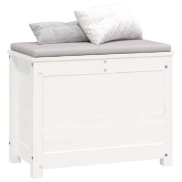 Cutie de depozitare, alb, 60x32x45,5 cm, lemn masiv de pin - Img 4