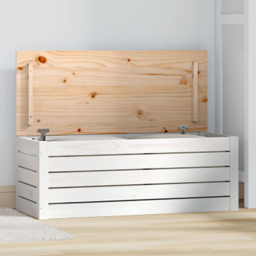 Cutie de depozitare, alb, 89x36,5x33 cm, lemn masiv de pin - Img 1