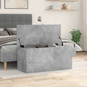 Cutie de depozitare, gri beton, 100x42x46 cm, lemn prelucrat - Img 3