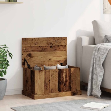 Cutie de depozitare lemn vechi 70x40x38 cm lemn prelucrat - Img 3