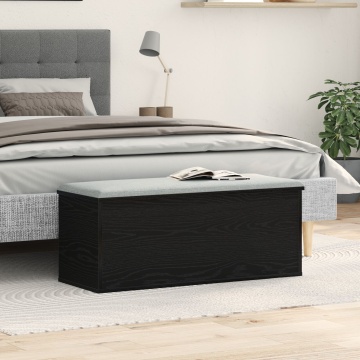 Cutie de depozitare Neagră cu aspect de stejar 102x35x35 cm din lemn prelucrat - Img 4
