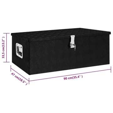 Cutie de depozitare, negru, 90x47x33,5 cm, aluminiu - Img 7