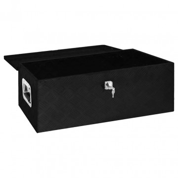 Cutie de depozitare, negru, 90x47x33,5 cm, aluminiu - Img 7