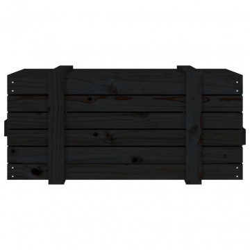 Cutie de depozitare, negru, 91x40,5x42 cm, lemn masiv de pin - Img 6