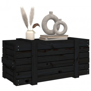 Cutie de depozitare, negru, 91x40,5x42 cm, lemn masiv de pin - Img 8