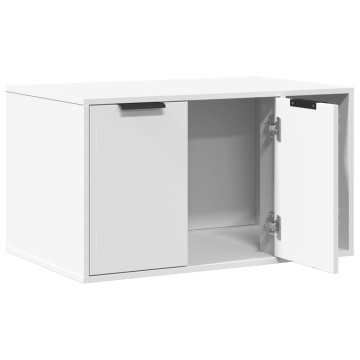 Cutie litieră pisici alb 80x50x45 cm lemn prelucrat - Img 4