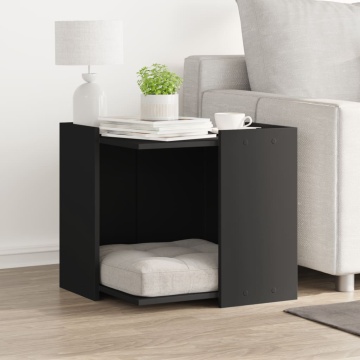 Cutie litieră pisici negru 53x53x51 cm lemn prelucrat - Img 3
