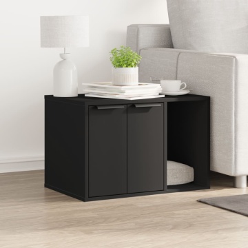Cutie litieră pisici negru 60x40x40 cm lemn prelucrat - Img 3