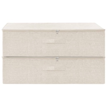Cutii de depozitare 2 buc. crem 70x40x18 cm material textil - Img 3