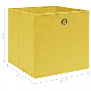 Cutii de depozitare, 4 buc., galben, 32x32x32 cm, textil - Img 5