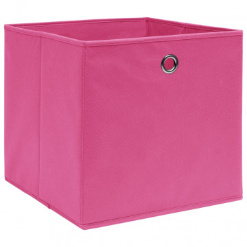 Cutii de depozitare, 4 buc., roz, 32x32x32 cm, textil - Img 2