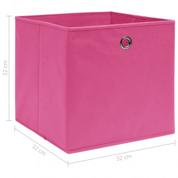 Cutii de depozitare, 4 buc., roz, 32x32x32 cm, textil - Img 5