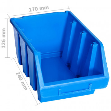 Cutii de depozitare stivuibile, 20 buc., albastru, plastic - Img 4