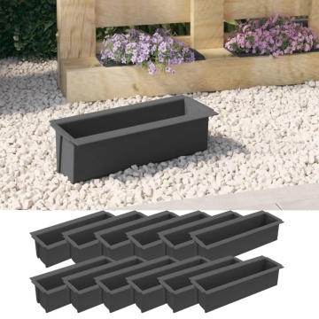 Cutii de flori pentru europaleți 12 buc. gri 36x13,5x9,5 cm PP - Img 3