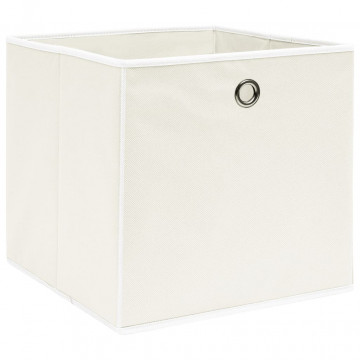 Cutii depozitare, 10 buc., alb, 32x32x32 cm, textil - Img 2