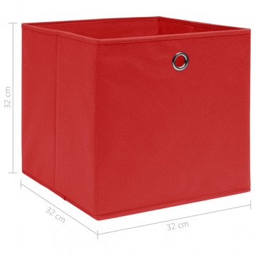 Cutii depozitare, 10 buc, roșu, 32x32x32 cm, textil - Img 5