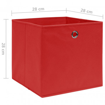 Cutii depozitare, 4 buc., roșu, 28x28x28 cm, textil nețesut - Img 5