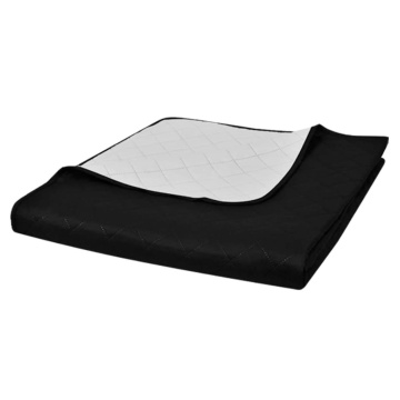 Cuvertură matlasată cu două fețe, negru/alb, 230 x 260 cm - Img 1