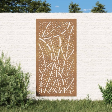 Decor perete de grădină 105x55 cm design frunze oțel Corten - Img 1