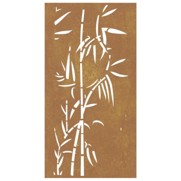 Decorație perete de grădină 105x55 cm design bambus oțel Corten - Img 4