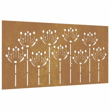 Decorație perete de grădină 105x55 cm design flori oțel Corten - Img 2