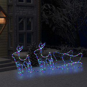 Decorațiune de Crăciun cu reni și sanie, 576 LED-uri, exterior - Img 3