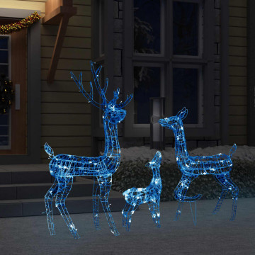 Decorațiune de Crăciun familie reni 300 LED-uri albastru acril - Img 3