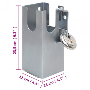 Dispozitiv blocare cârlig remorcă argintiu 11x11x23,5 cm oțel - Img 7