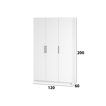Dormitor Eco alb, dulap 3 usi, pat 160x200 cm, 2 noptiere, comoda - Img 9