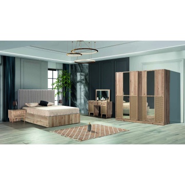 Dormitor Willow, sonoma, pat 160 x 200 cm, dulap cu 2 usi, 2 noptiere, comoda - Img 1