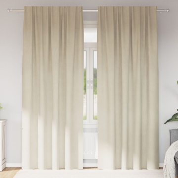Draperii Blackout cu bandă superioară 2 piese Crema Catifea - Img 1