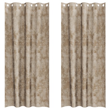 Draperii din catifea 2 buc cu gromete Champagne 245x140 cm - Img 2