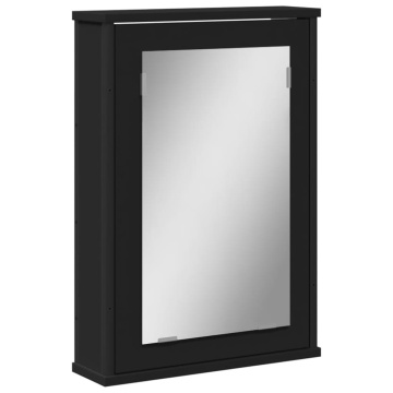 Dulap baie cu oglindă negru 42x12x60 cm lemn compozit - Img 2